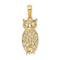 14K Yellow Gold Owl Pendant view 1