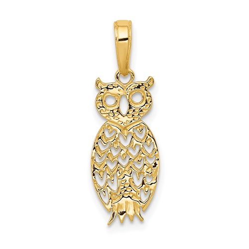 14K Yellow Gold Owl Pendant