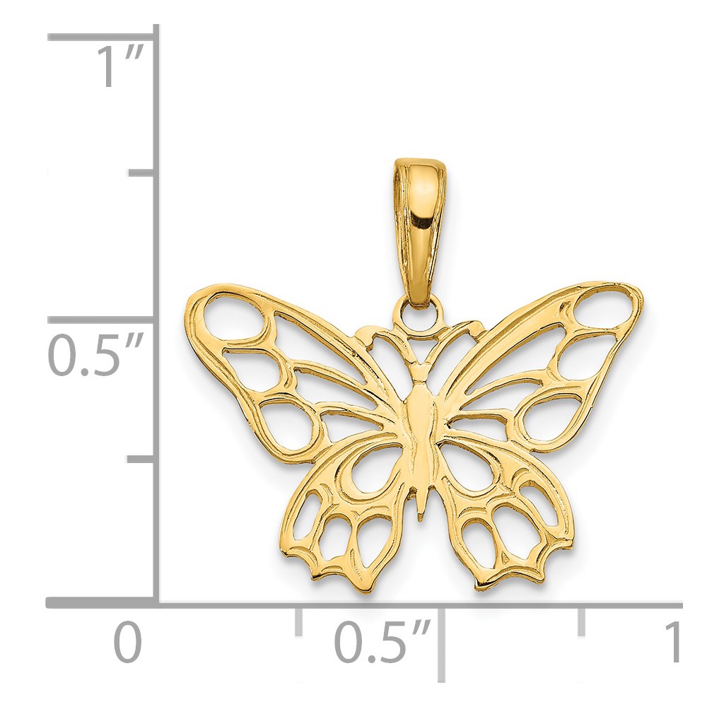 14K Butterfly Cut-out Pendant (D4202)