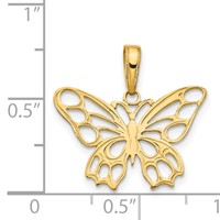 14K Yellow Gold Butterfly Cut-out Pendant view 3