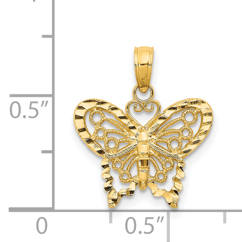 14K Diamond-cut Butterfly Pendant D4207 - Picture 3 of 3
