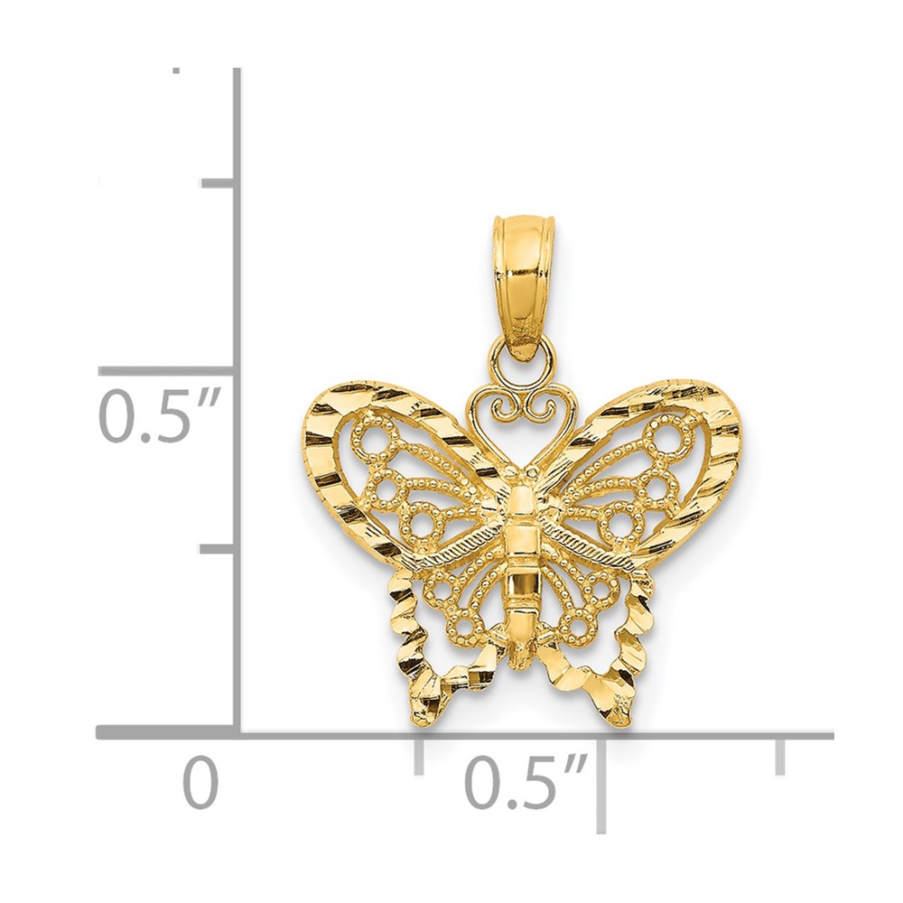 14K Diamond-cut Butterfly Pendant (D4207)