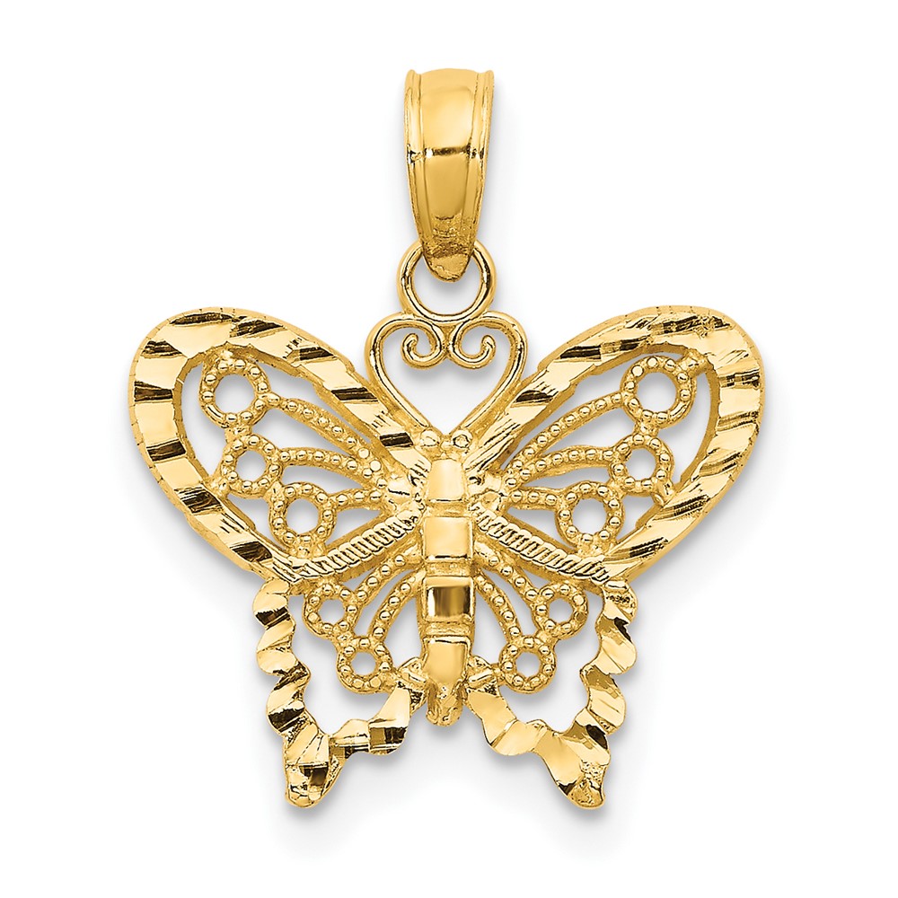 14K Diamond-cut Butterfly Pendant (D4207)