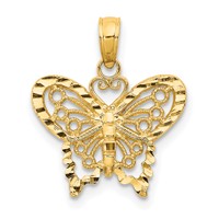14K Diamond-cut Butterfly Pendant view 1