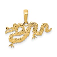 14K Yellow Gold Dragon Pendant view 1