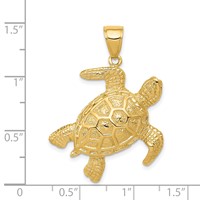 14K Yellow Gold Sea Turtle Pendant view 3
