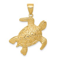 14K Yellow Gold Sea Turtle Pendant view 1