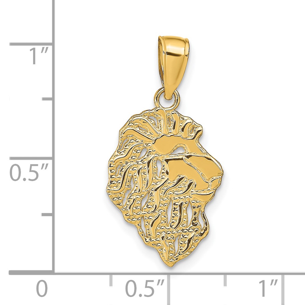 14K Lion Head Pendant (D4225)