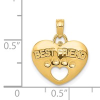 14K Yellow Gold Best Friend on Heart Pendant with Cut-Out Paw Print view 3