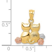 14K Two-tone Pendant with White Rhodium Two Cats view 3