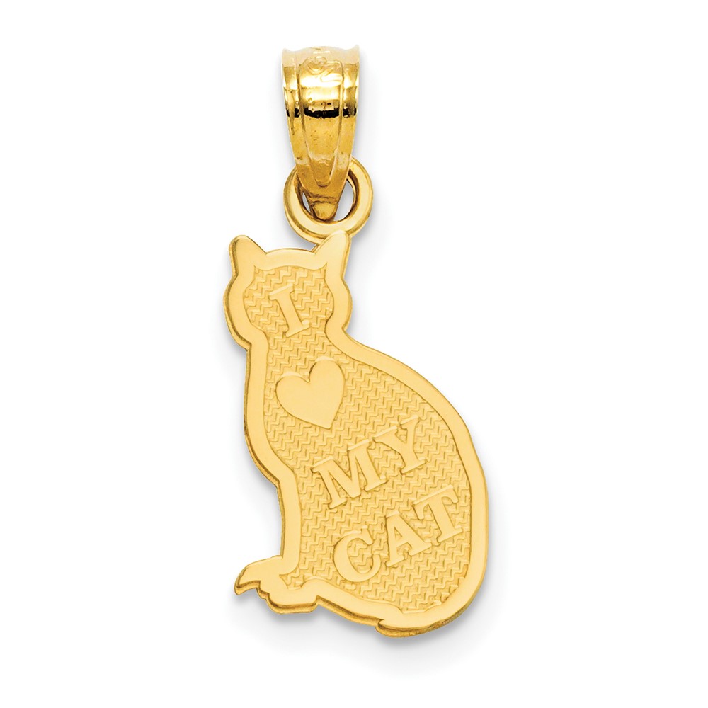 14k I HEART MY CAT on Reverse Cat Pendant (D4238)