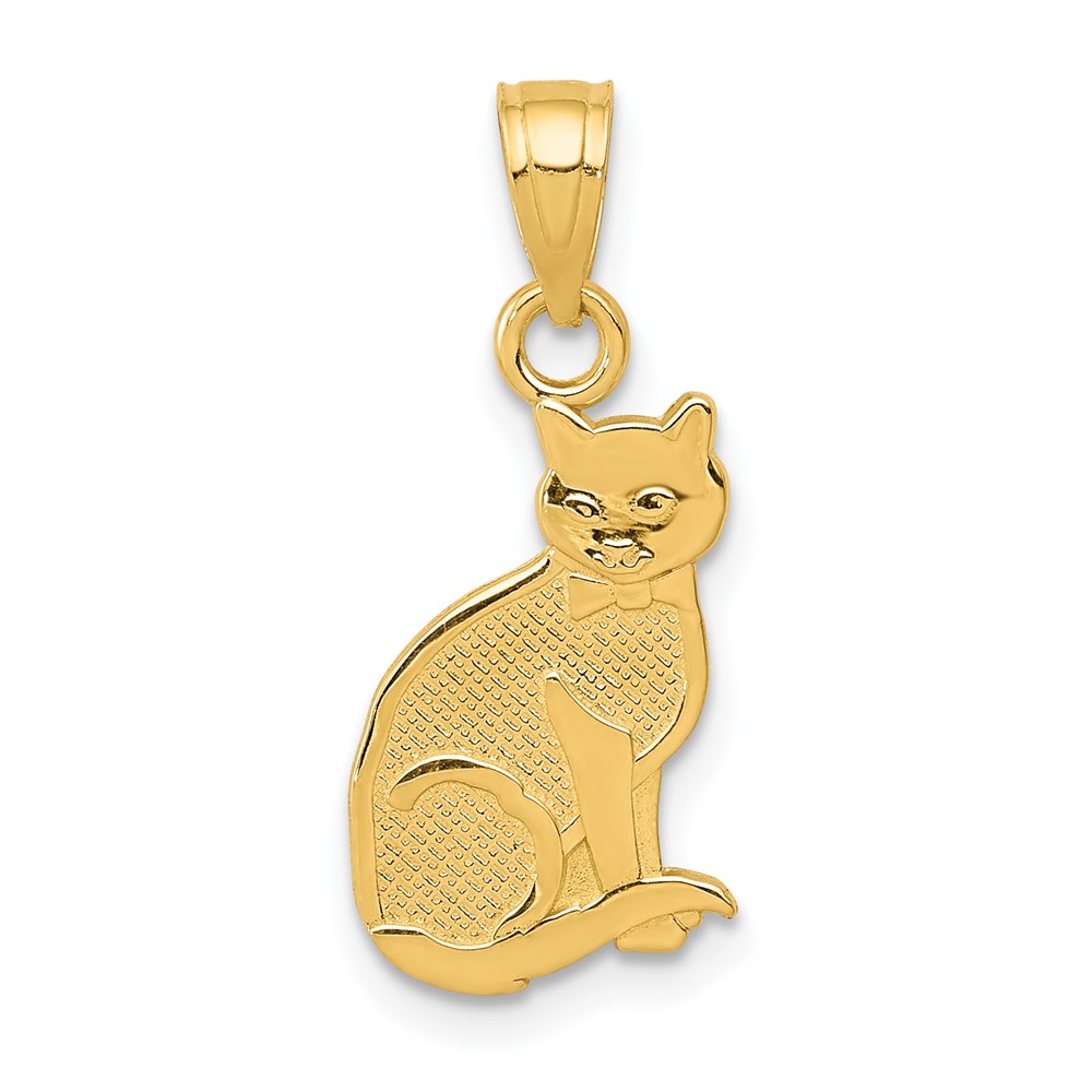 14k I HEART MY CAT on Reverse Cat Pendant (D4238)