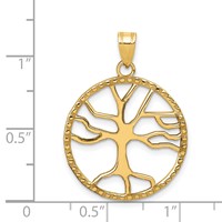 14K Tree of Life in Round Frame Pendant view 3