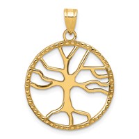 14K Tree of Life in Round Frame Pendant view 1