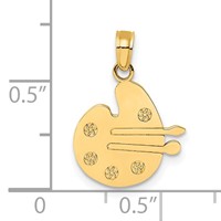 14K Yellow Gold Artists Paint Palette and Brushes Charm view 3