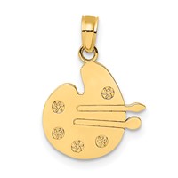 14K Yellow Gold Artists Paint Palette and Brushes Charm view 1