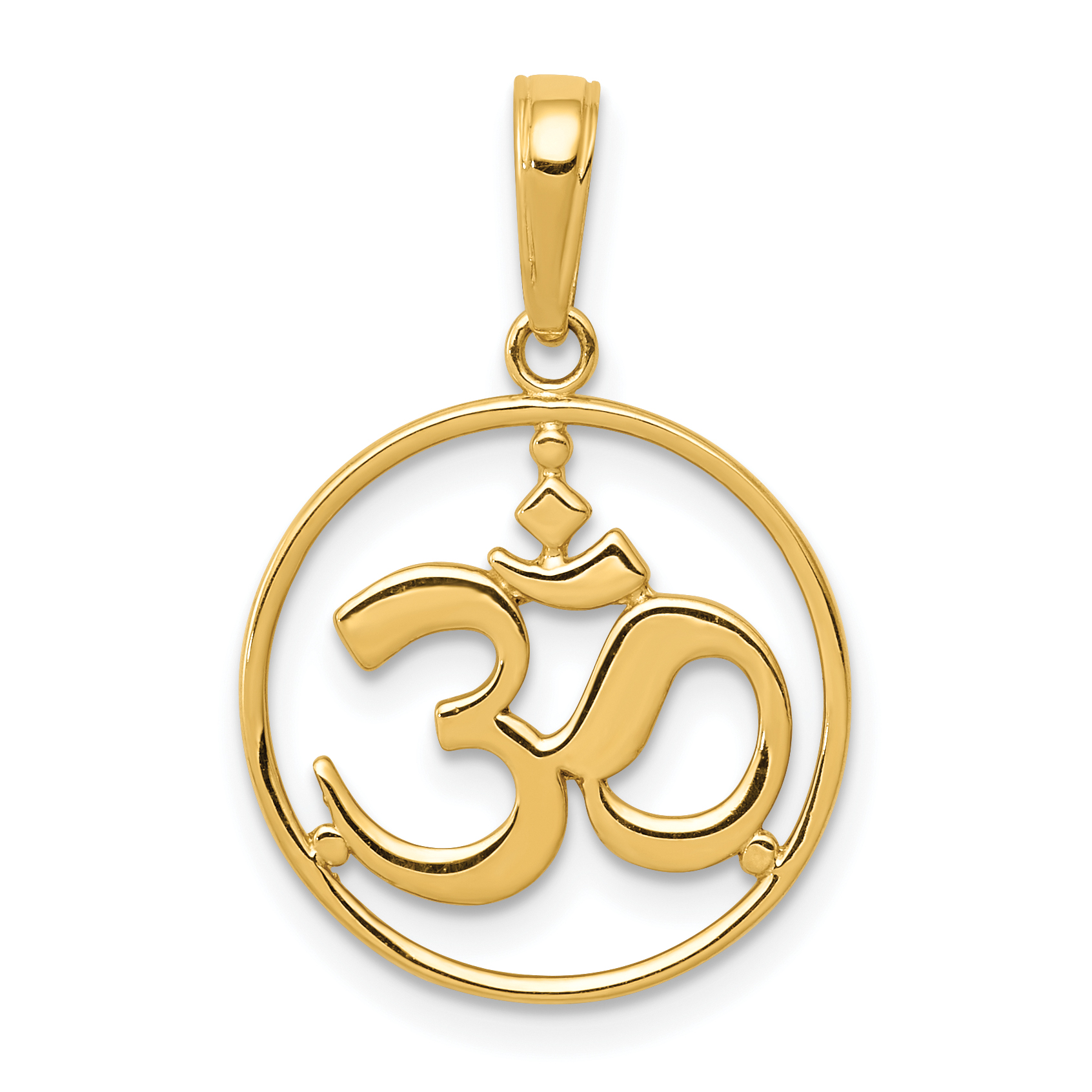 14K Cut-out Round Frame Yoga Om Symbol Pendant (D4264)