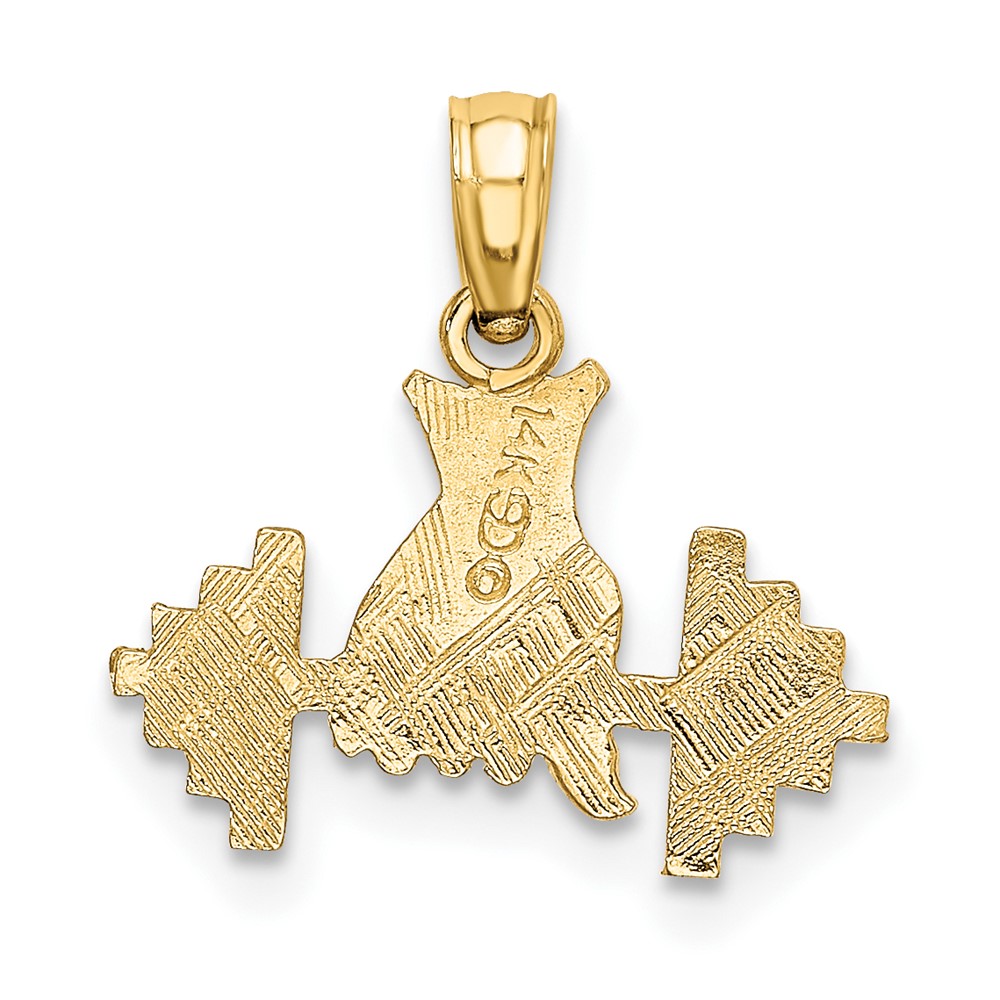 14K Hand Holding Barbell Charm (D4266)