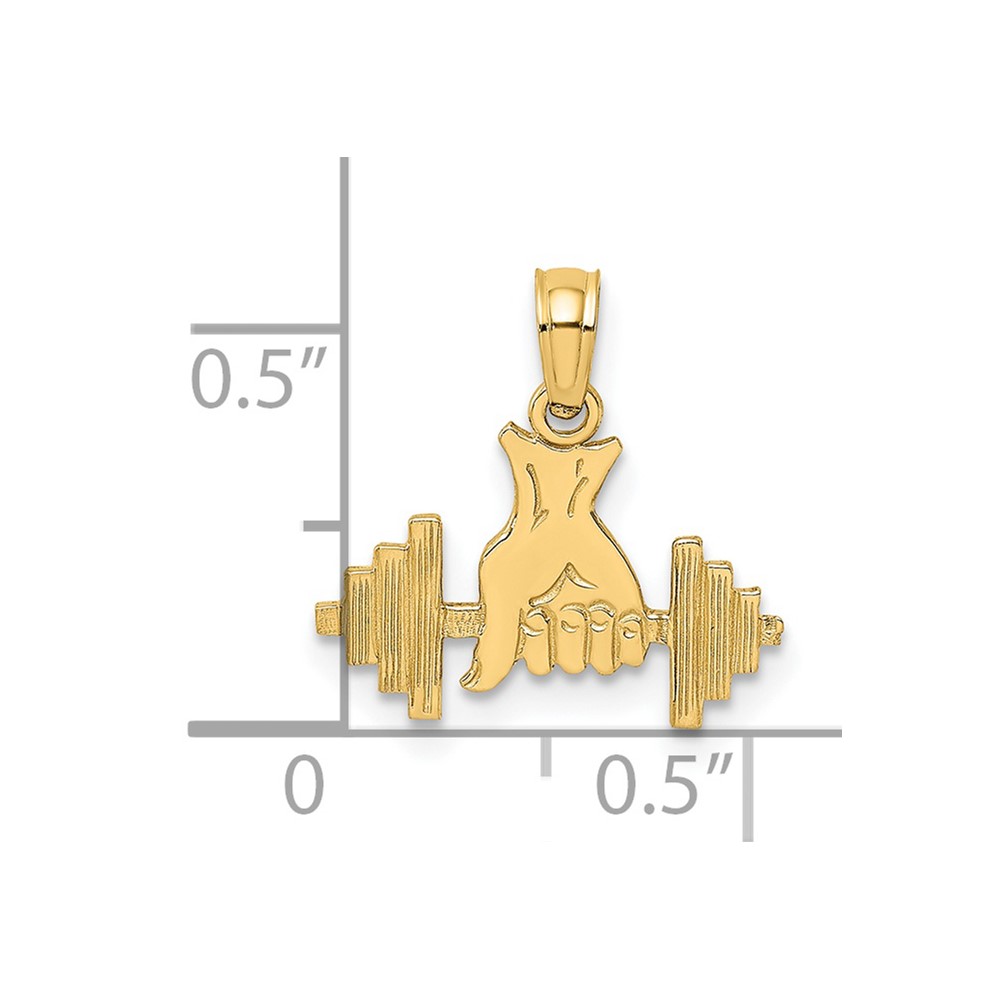 14K Hand Holding Barbell Charm (D4266)