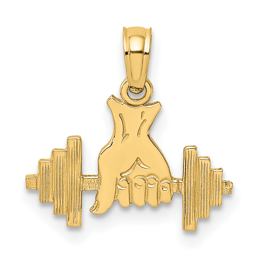 14K Hand Holding Barbell Charm (D4266)