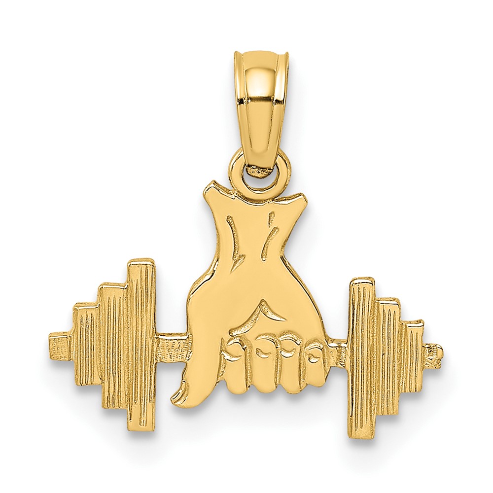 14K Hand Holding Barbell Charm (D4266)