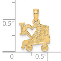 14K Yellow Gold I Heart Charm with Roller Skate view 3