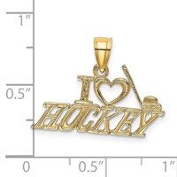 14K Yellow Gold I Heart Hockey Charm view 3