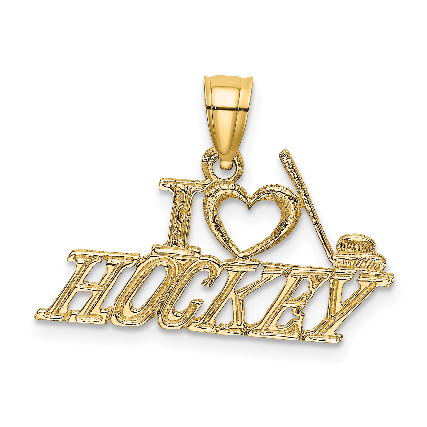 14K I LOVE HOCKEY Charm (D4276)