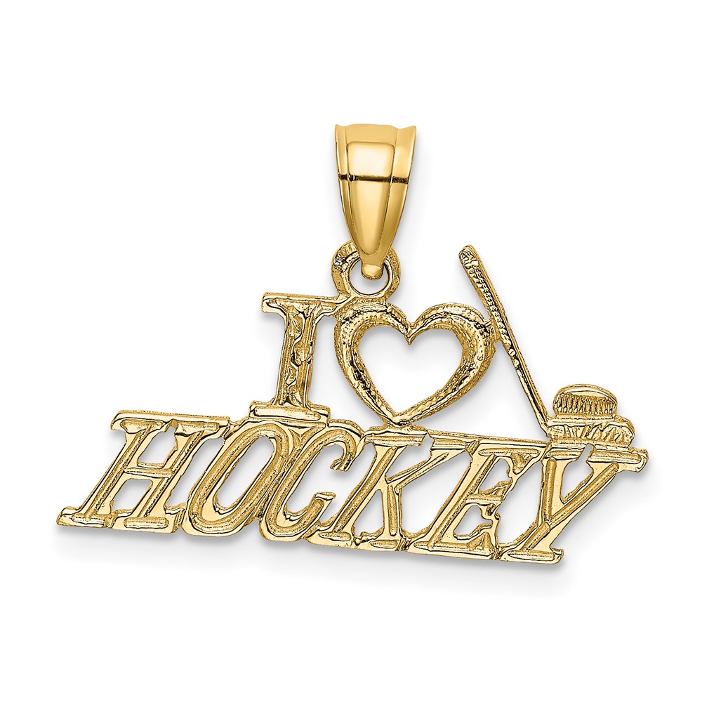 14K I LOVE HOCKEY Charm (D4276)