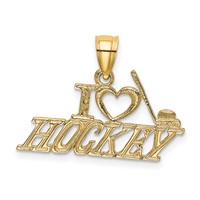 14K Yellow Gold I Heart Hockey Charm view 1