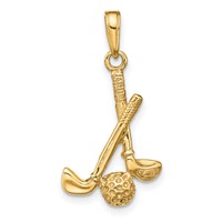 14K 3-D Golf Clubs and Ball Pendant view 1