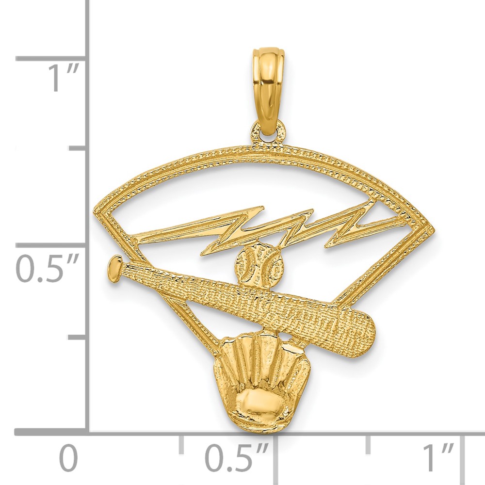 14K Baseball Diamond Pendant (D4289)