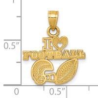 14K Yellow Gold I Heart Football Charm with Helmet and Ball view 4
