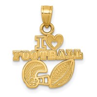 14K Yellow Gold I Heart Football Charm with Helmet and Ball view 1