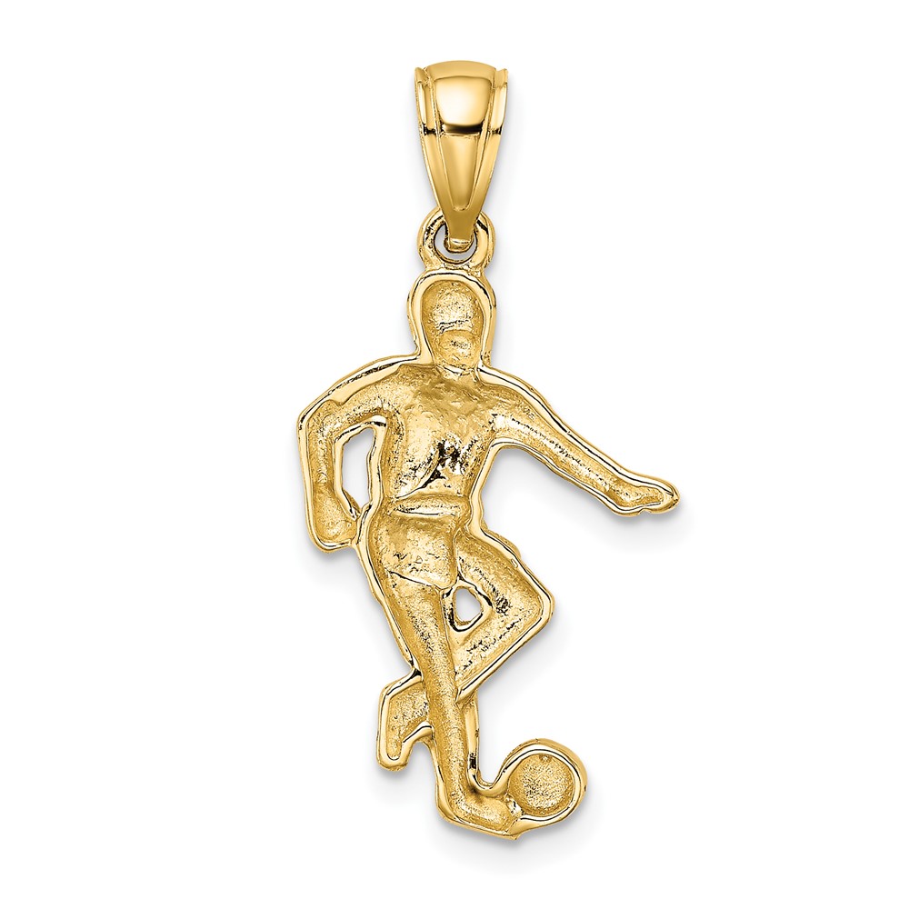 14K Boy Soccer Player Running with Ball Charm (D4295)