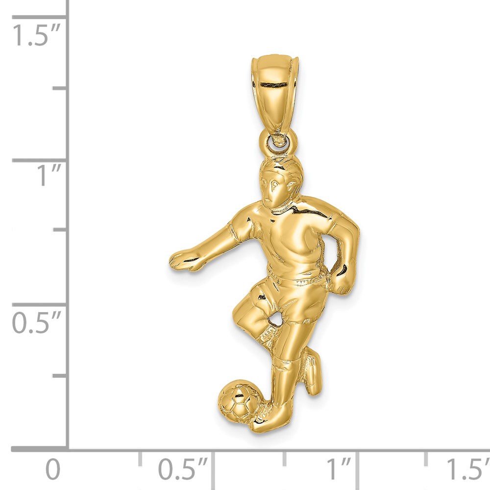 14K Boy Soccer Player Running with Ball Charm (D4295)