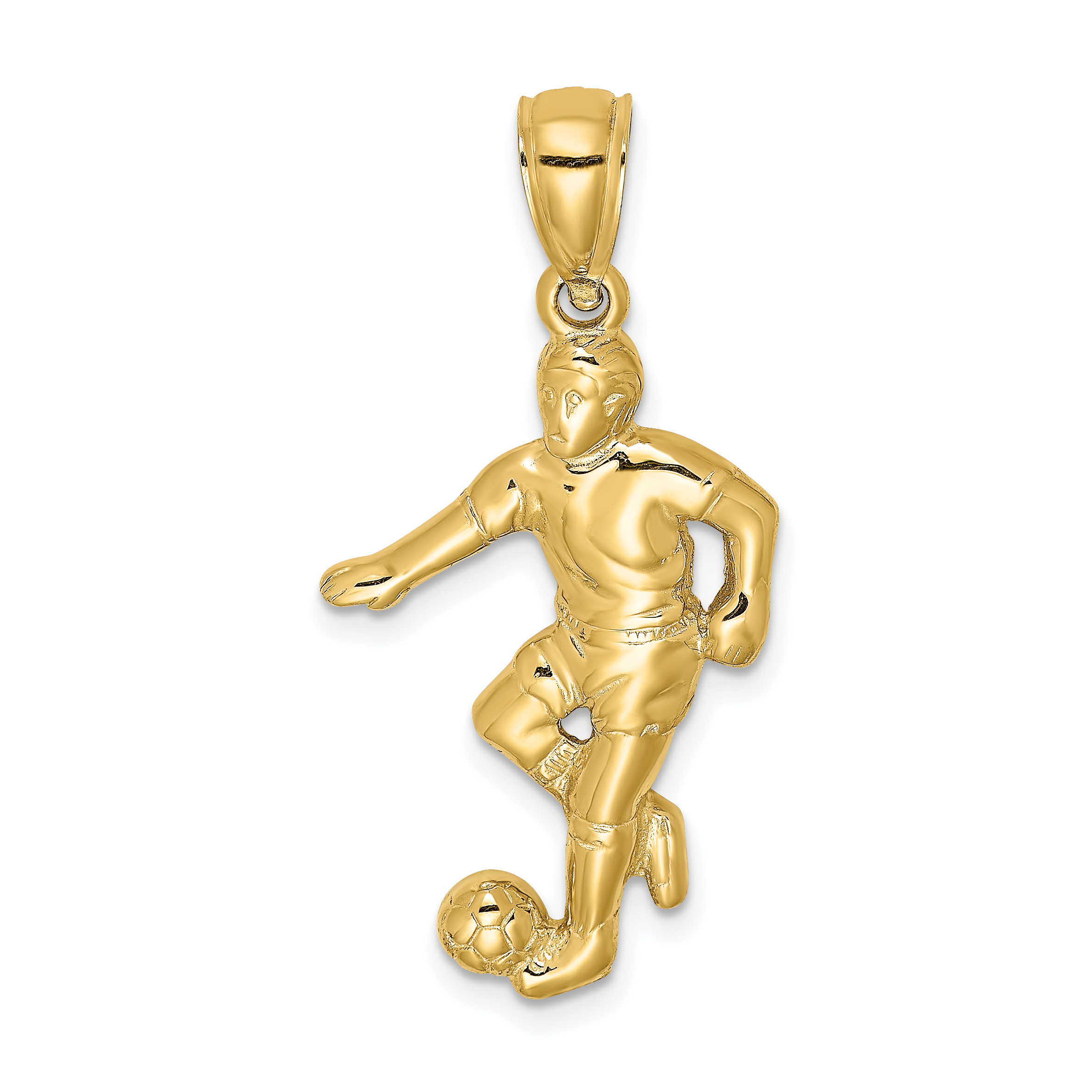 14K Boy Soccer Player Running with Ball Charm (D4295)