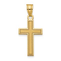14K Yellow Gold Small Satin Cross Pendant view 1