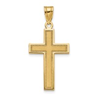 14K Yellow Gold Medium Satin Cross Pendant view 1
