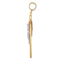 14K Tri-color Large Draped Inri Crucifix Pendant view 2