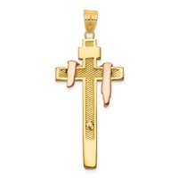 14K Tri-color Large Draped Inri Crucifix Pendant view 4