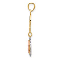 14K Two-Tone Pendant with White Rhodium Our Lady of Guadalupe and Cross view 2