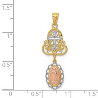 14K Two-Tone Pendant with White Rhodium Our Lady of Guadalupe and Cross view 3