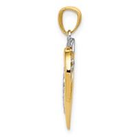 14K Two-tone Polished Diamond-cut Intertwined Hearts Pendant view 2