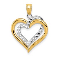 14K Two-tone Polished Diamond-cut Intertwined Hearts Pendant view 1