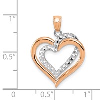 14K Two-tone Polished Diamond-cut Intertwined Hearts Pendant view 3