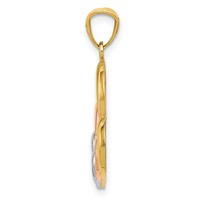 14K Two-tone and White Rhodium Polished 3 Hearts Pendant view 2