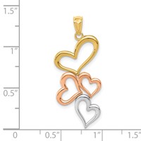 14K Pendant with Rose and White Rhodium Tumbling Hearts view 3