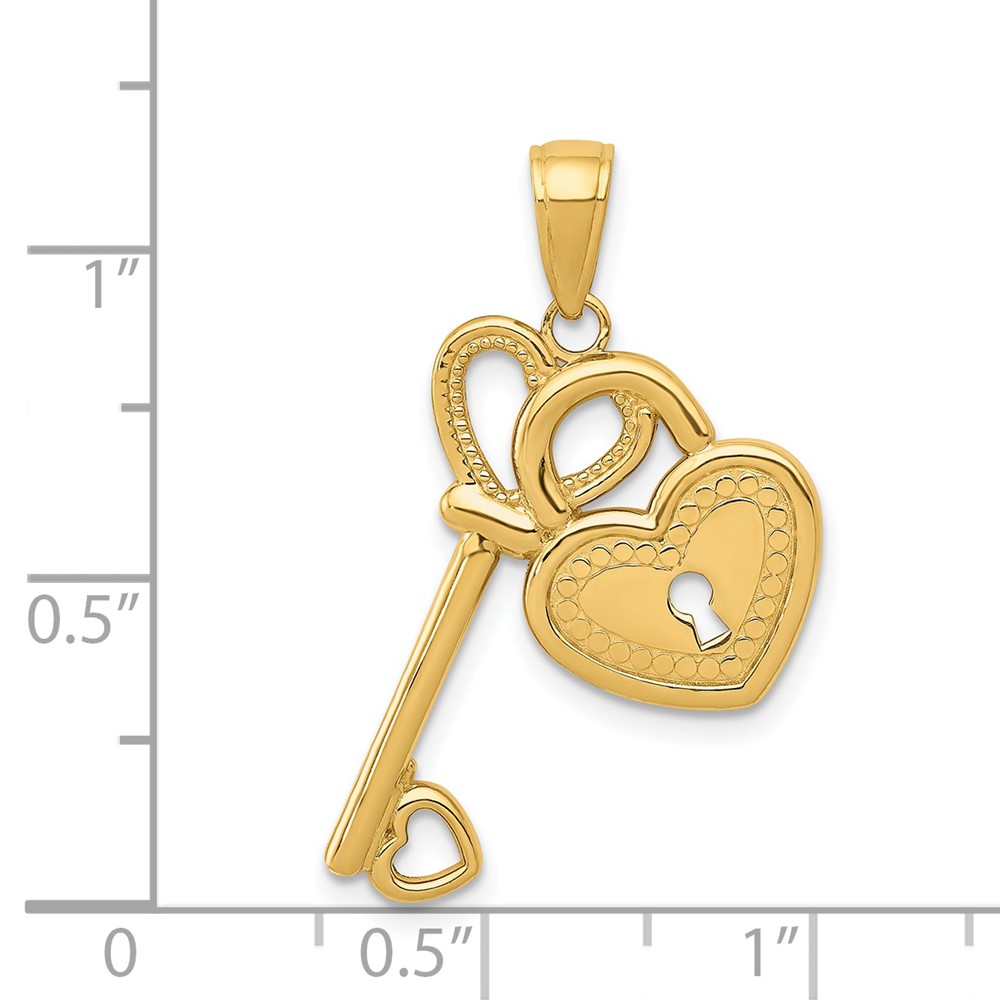 14K Polished Heart Key and Lock Charm (D4362)
