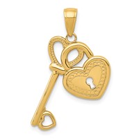14K Polished Heart Key and Lock Charm view 1